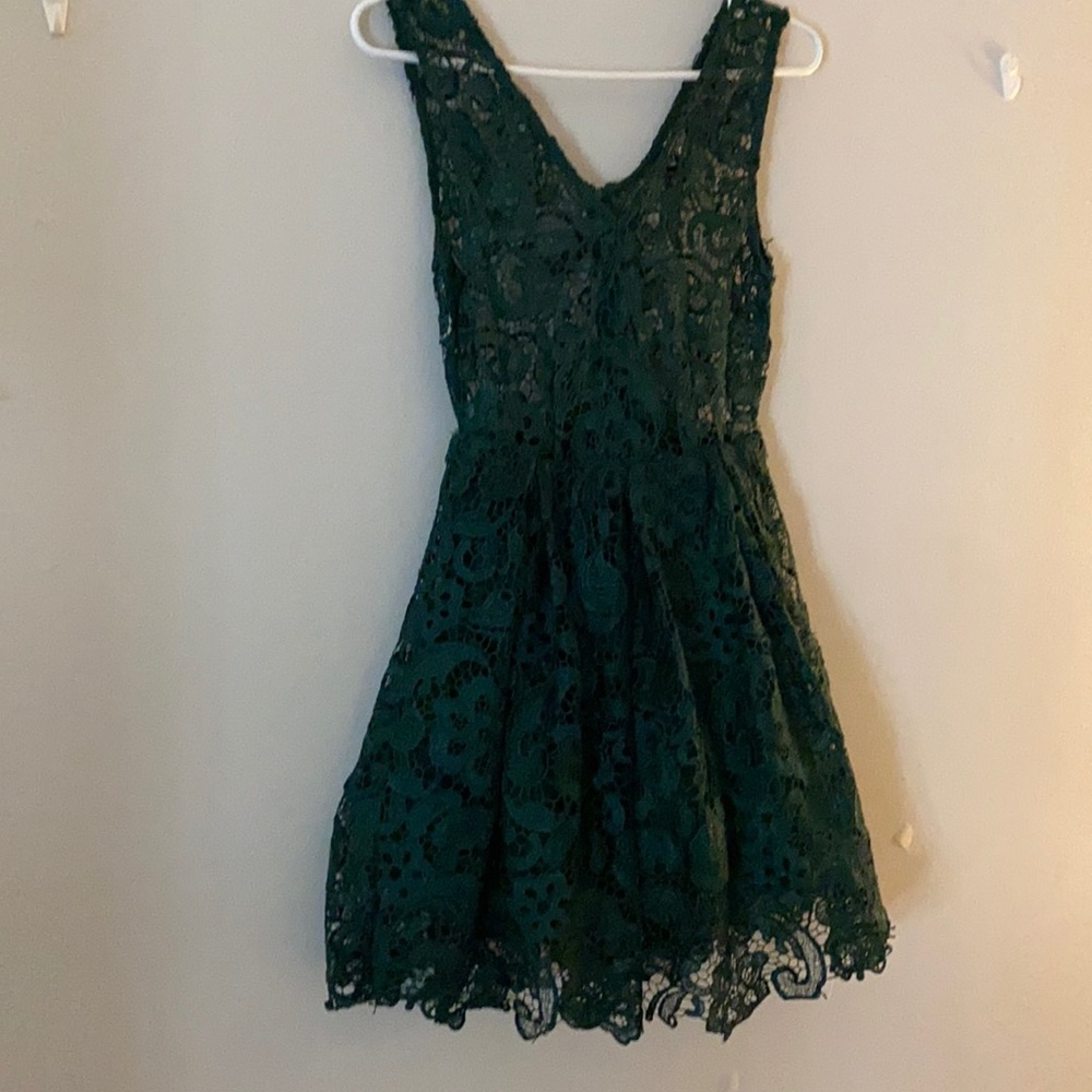 Dark Green Fancy Lace Dress